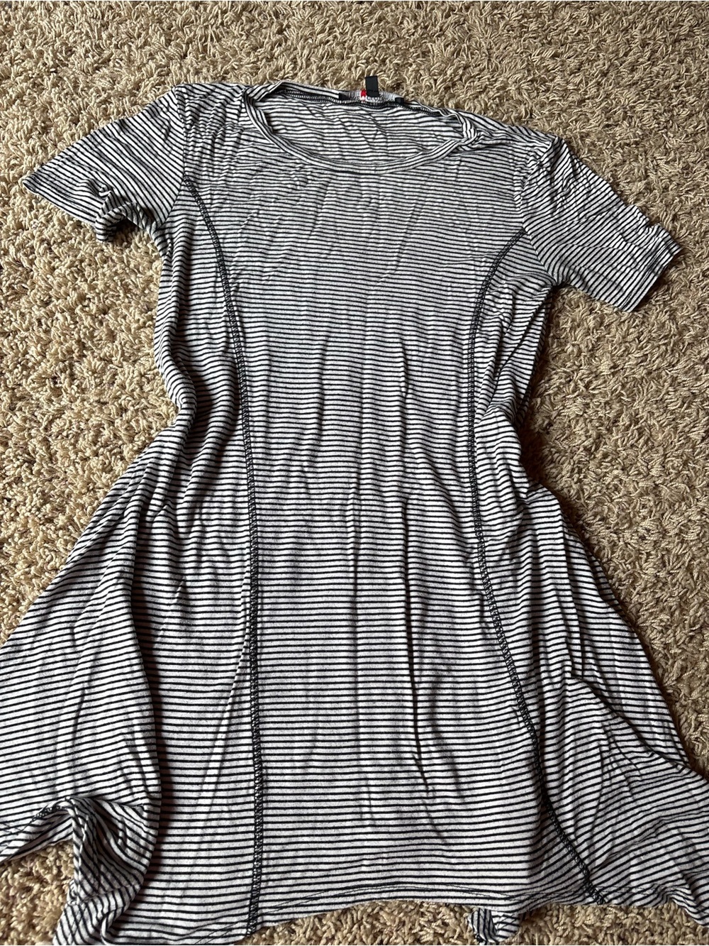one clothing Black & White Striped Short Sleeve Mini Dress